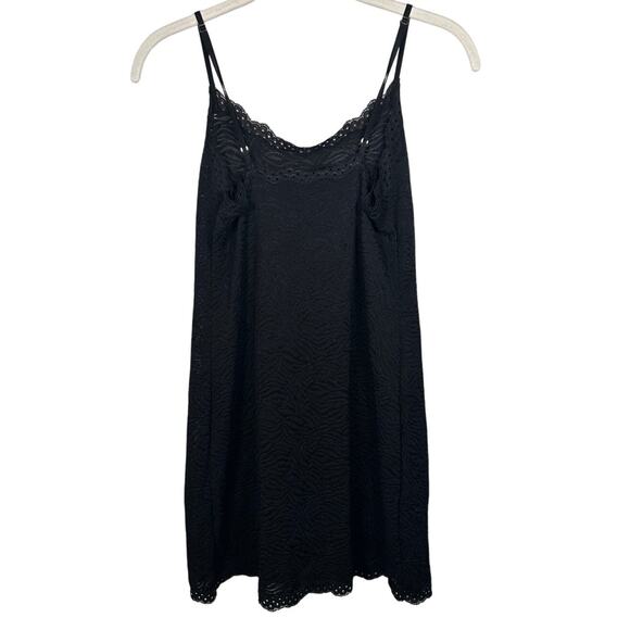 Black Animal Print Semi Sheer Stretchy Mini Slip Dress Women's Medium - Picture 2 of 6